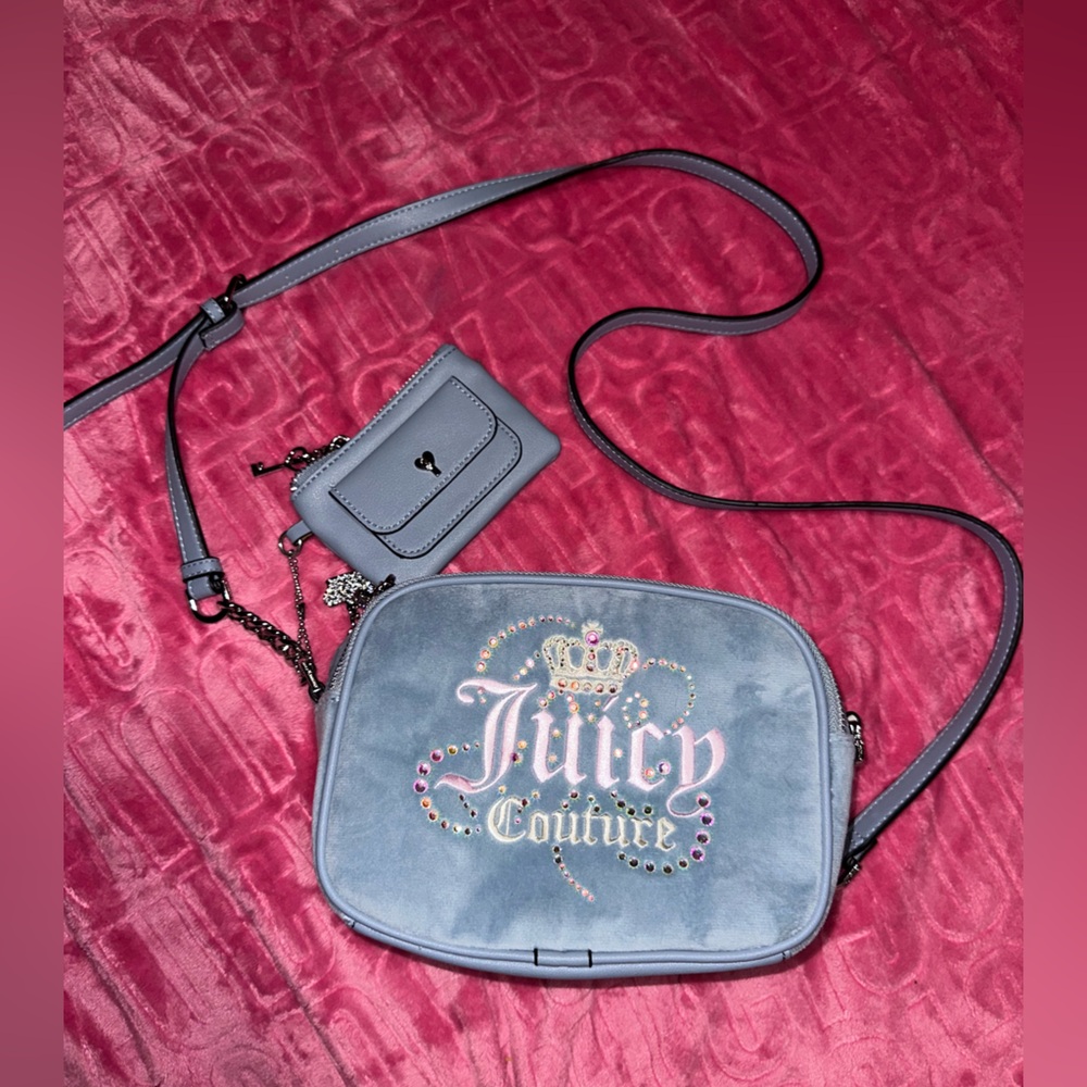 NWOT Juicy Couture Juicy Kingdom Dusty Blue Crossbody Purse (CROSSPOSTED)